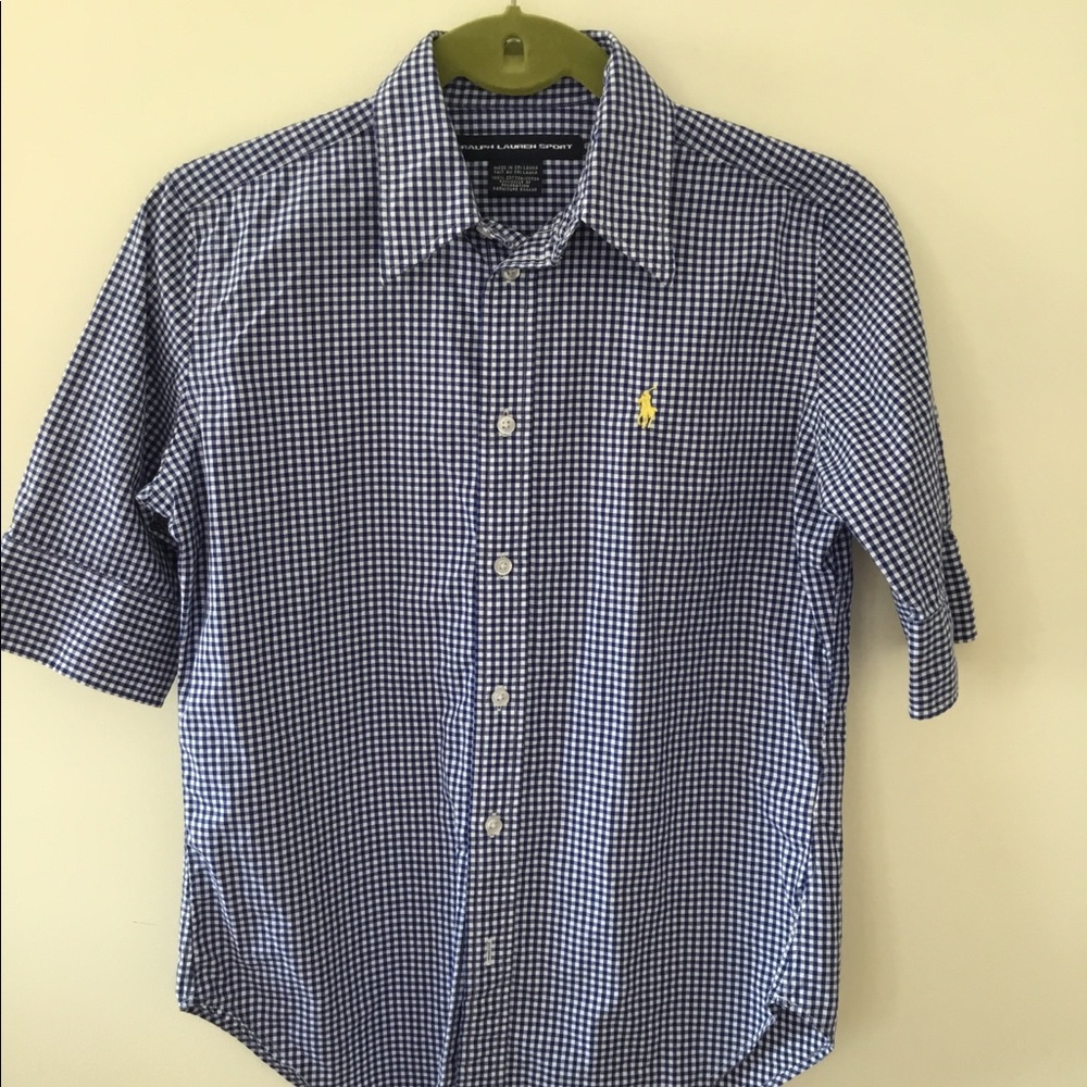 Ralph Lauren gingham blue blouse 6